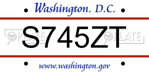S745ZT District Of Columbia License Plate