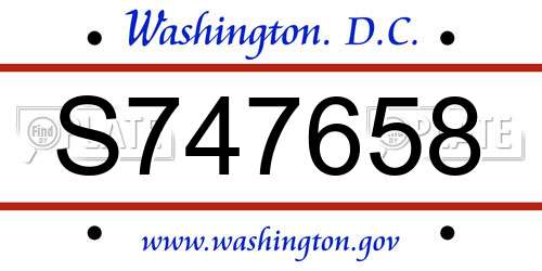 S747658 District Of Columbia License Plate