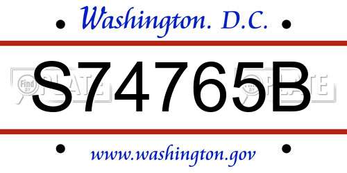 S74765B District Of Columbia License Plate