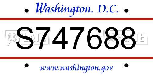 S747688 District Of Columbia License Plate