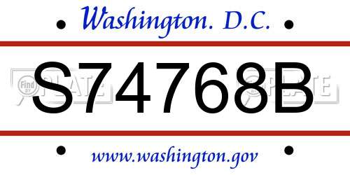 S74768B District Of Columbia License Plate