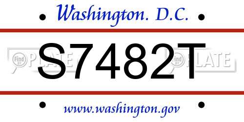 S7482T District Of Columbia License Plate