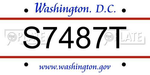 S7487T District Of Columbia License Plate