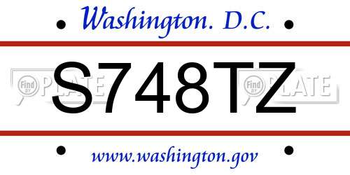 S748TZ District Of Columbia License Plate