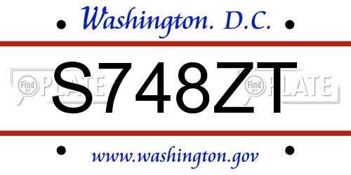 S748ZT District Of Columbia License Plate