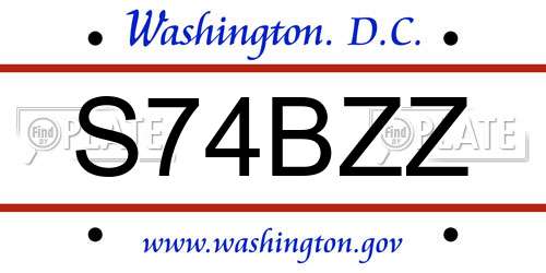 S74BZZ District Of Columbia License Plate