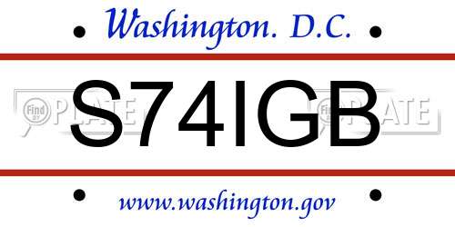 S74IGB District Of Columbia License Plate