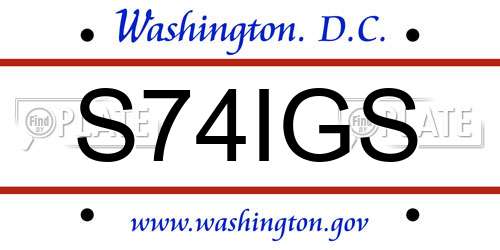 S74IGS District Of Columbia License Plate