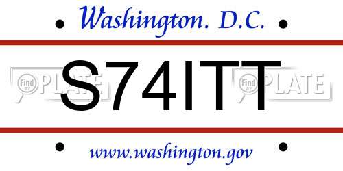 S74ITT District Of Columbia License Plate