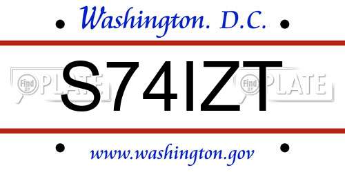 S74IZT District Of Columbia License Plate
