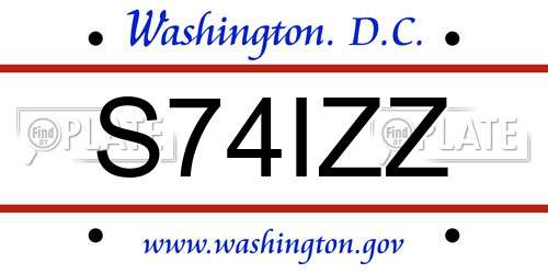 S74IZZ District Of Columbia License Plate