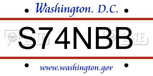 S74NBB District Of Columbia License Plate