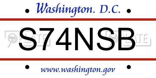 S74NSB District Of Columbia License Plate