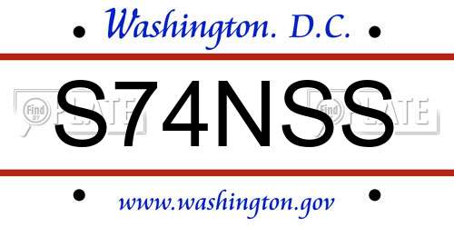 S74NSS District Of Columbia License Plate