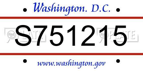 S751215 District Of Columbia License Plate