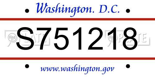 S751218 District Of Columbia License Plate