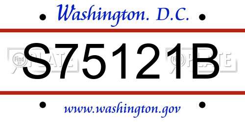 S75121B District Of Columbia License Plate