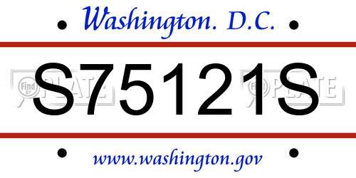 S75121S District Of Columbia License Plate