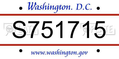 S751715 District Of Columbia License Plate