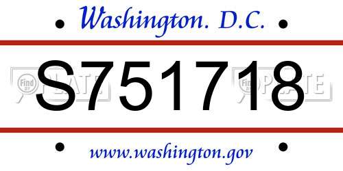 S751718 District Of Columbia License Plate