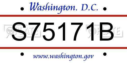 S75171B District Of Columbia License Plate