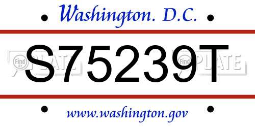 S75239T District Of Columbia License Plate