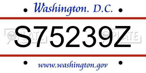 S75239Z District Of Columbia License Plate