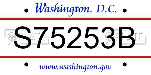 S75253B District Of Columbia License Plate