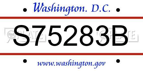 S75283B District Of Columbia License Plate