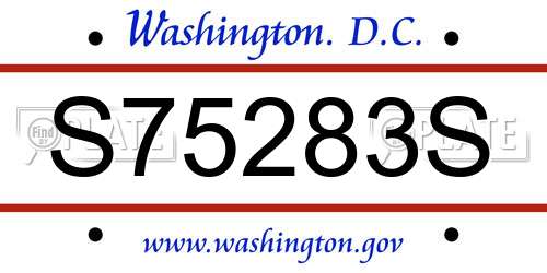 S75283S District Of Columbia License Plate