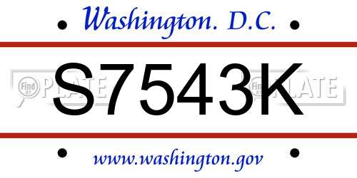 S7543K District Of Columbia License Plate
