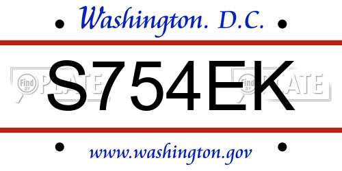 S754EK District Of Columbia License Plate