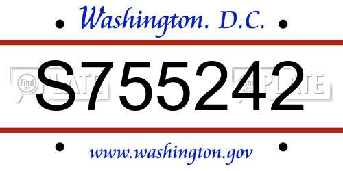 S755242 District Of Columbia License Plate