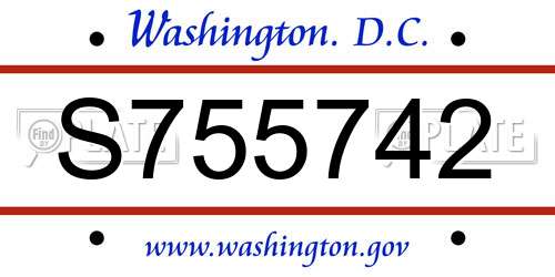 S755742 District Of Columbia License Plate