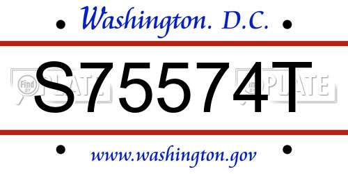 S75574T District Of Columbia License Plate