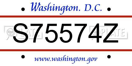 S75574Z District Of Columbia License Plate