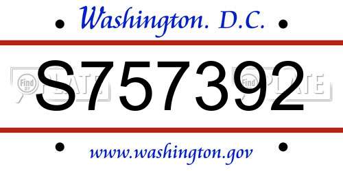 S757392 District Of Columbia License Plate