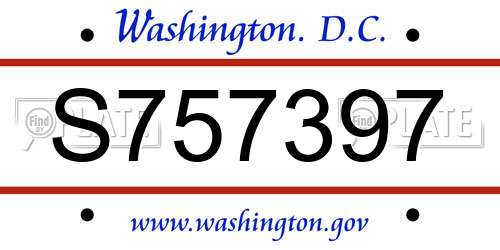 S757397 District Of Columbia License Plate