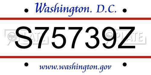 S75739Z District Of Columbia License Plate