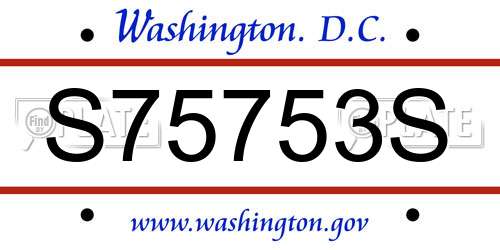 S75753S District Of Columbia License Plate