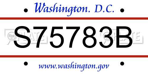 S75783B District Of Columbia License Plate