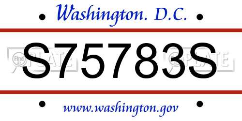 S75783S District Of Columbia License Plate