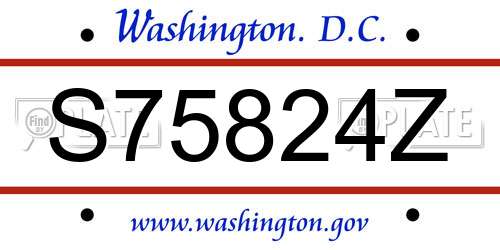 S75824Z District Of Columbia License Plate