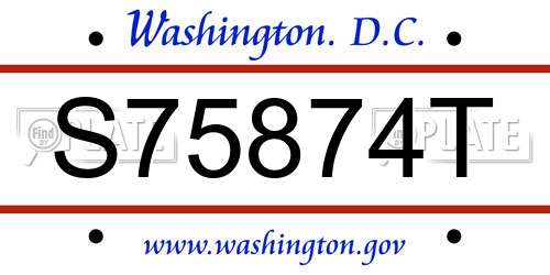 S75874T District Of Columbia License Plate