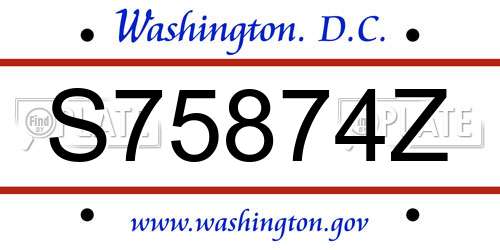 S75874Z District Of Columbia License Plate