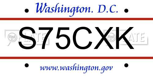 S75CXK District Of Columbia License Plate
