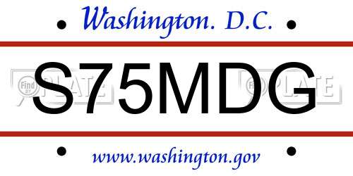 S75MDG District Of Columbia License Plate