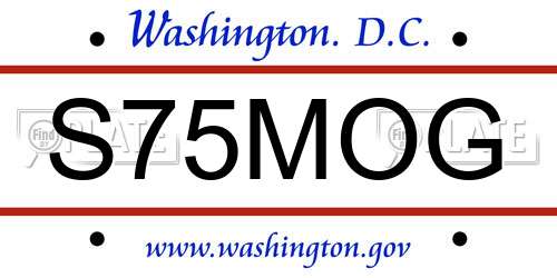 S75MOG District Of Columbia License Plate