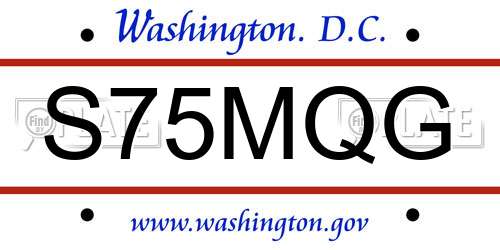 S75MQG District Of Columbia License Plate