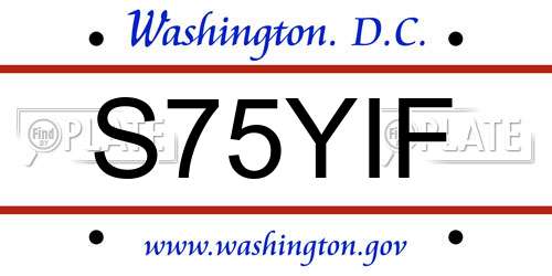 S75YIF District Of Columbia License Plate